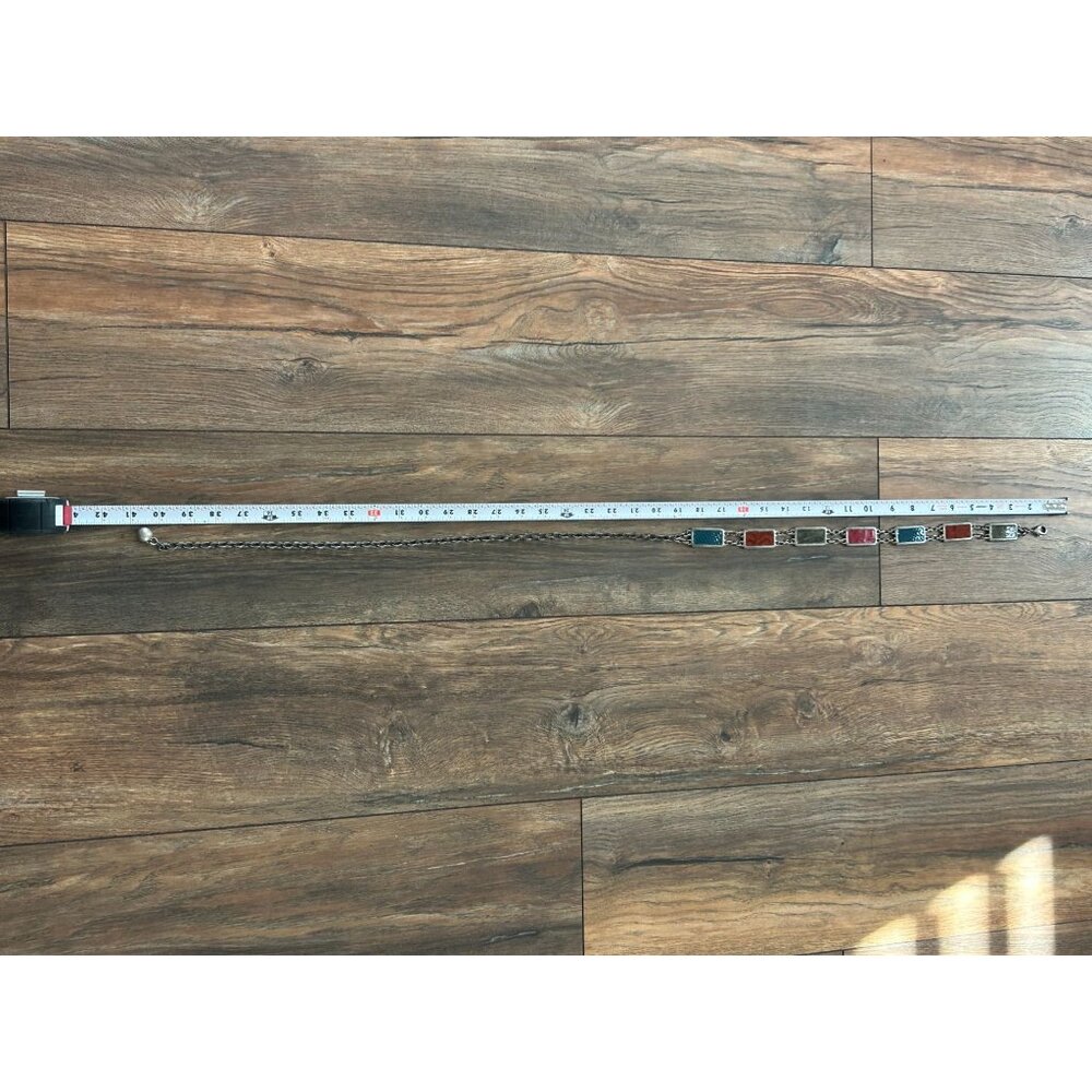 Chicos Chain Link Belt Rectangular Red & Blue Ena… - image 6